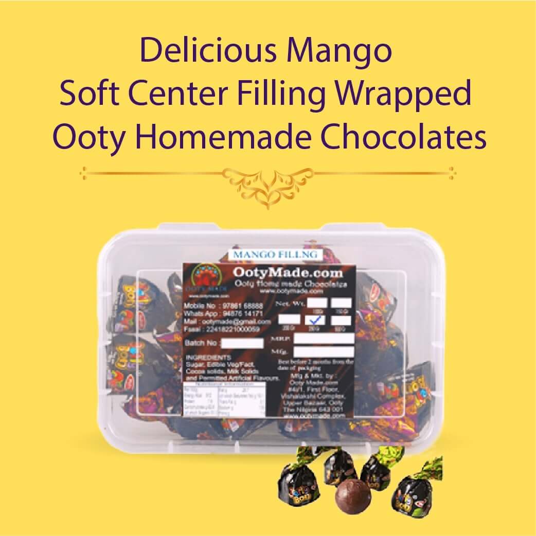 Delicious Mango Soft Center Filling Wrapped Ooty Homemade Chocolates