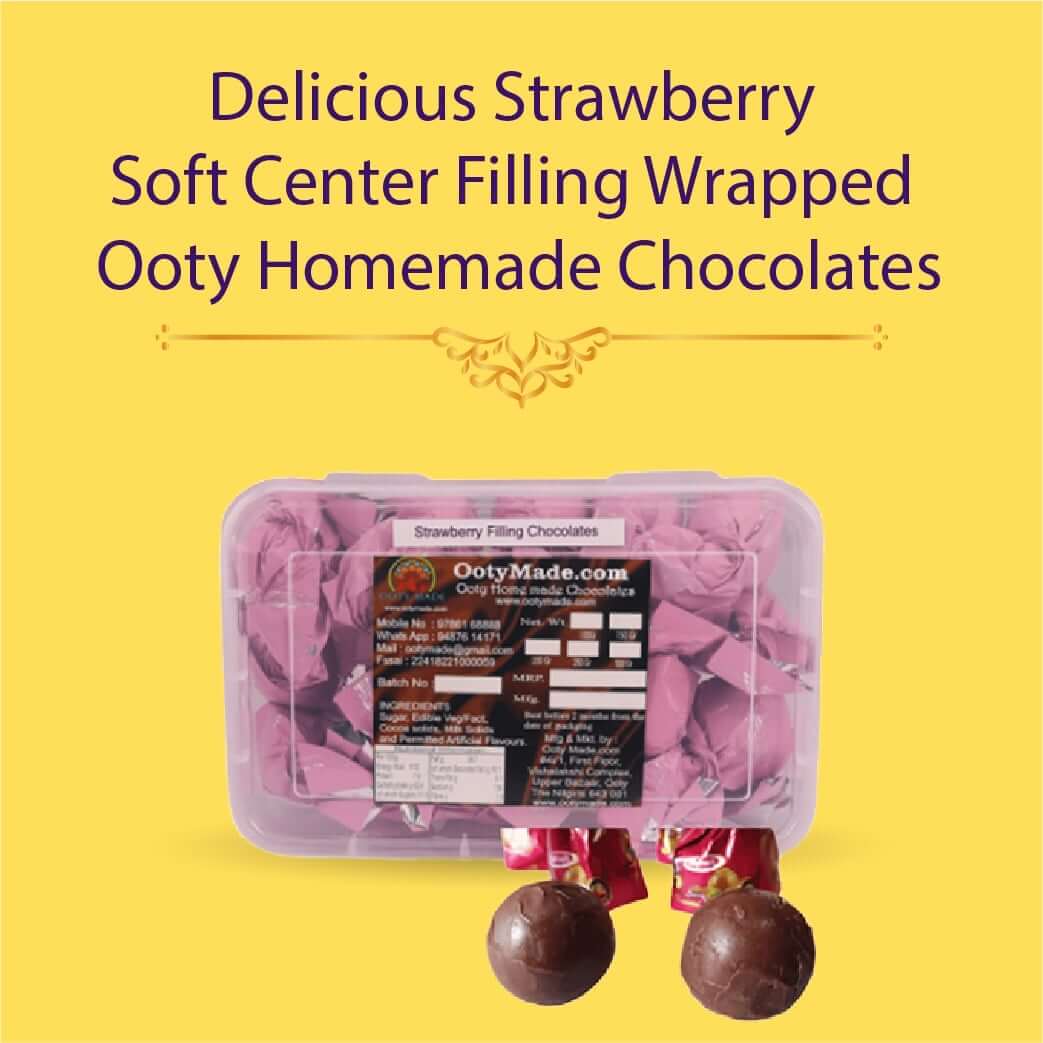 Delicious Strawberry Soft Center Filling Wrapped Ooty Homemade Chocolates